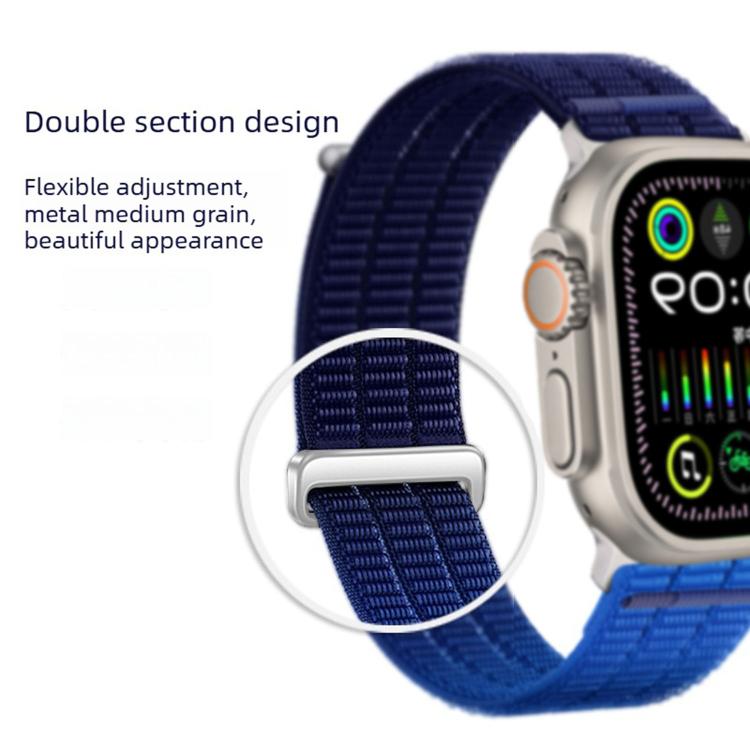 Pulseira de Relógio com Loop Respirável em Nylon com Duplo Elo e Cabeça Metálica, Para Apple Watch 46mm / 49mm / 45mm / 44mm, Para Apple Watch 42mm / 41mm / 40mm / 38mm