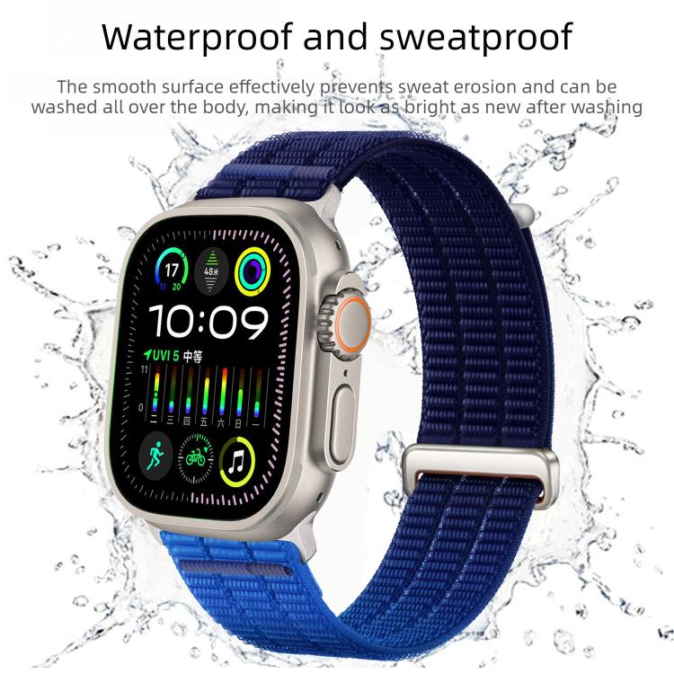 Pulseira de Relógio com Loop Respirável em Nylon com Duplo Elo e Cabeça Metálica, Para Apple Watch 46mm / 49mm / 45mm / 44mm, Para Apple Watch 42mm / 41mm / 40mm / 38mm