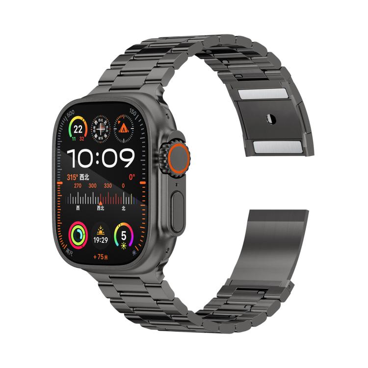 Pulseira de liga de titânio com três contas e fecho magnético para Apple Watch 46mm / 49mm / 45mm / 44mm, para Apple Watch 42mm / 41mm / 40mm / 38mm