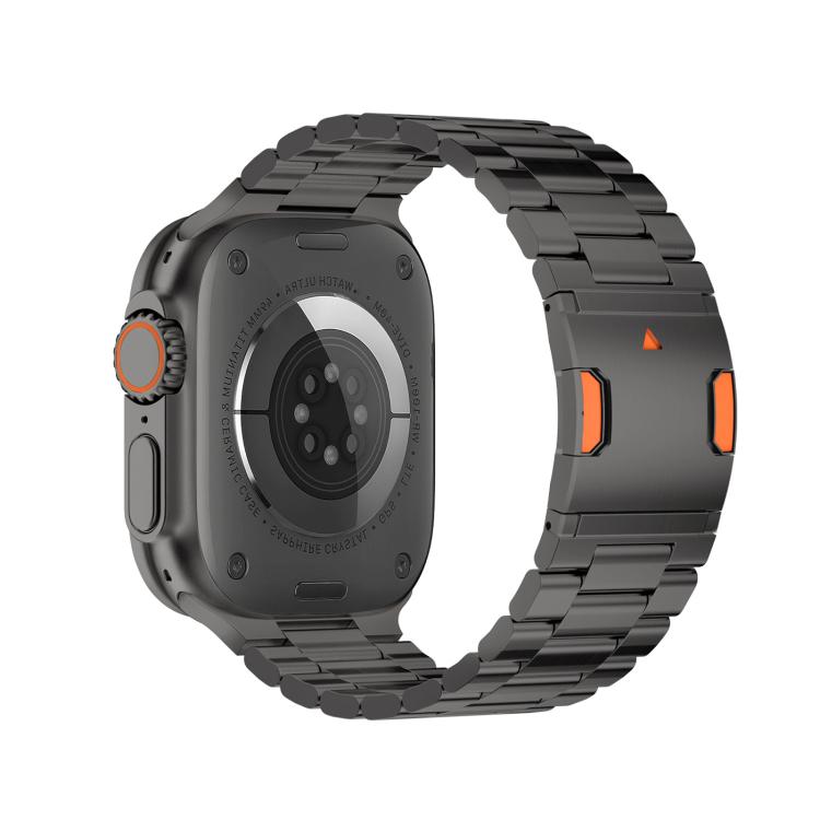 Pulseira de liga de titânio com três contas e fecho magnético para Apple Watch 46mm / 49mm / 45mm / 44mm, para Apple Watch 42mm / 41mm / 40mm / 38mm