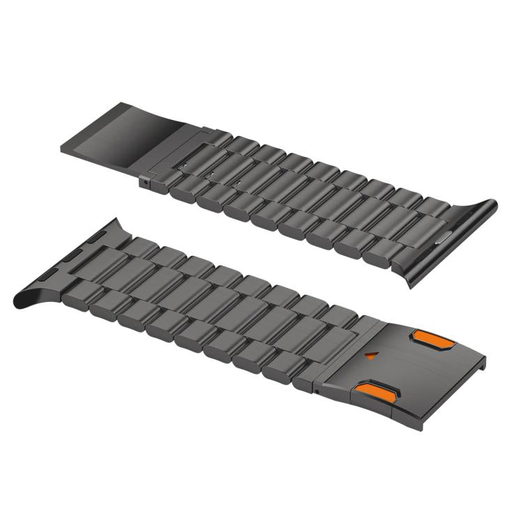 Pulseira de liga de titânio com três contas e fecho magnético para Apple Watch 46mm / 49mm / 45mm / 44mm, para Apple Watch 42mm / 41mm / 40mm / 38mm