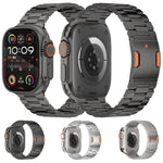 Pulseira de liga de titânio com três contas e fecho magnético para Apple Watch 46mm / 49mm / 45mm / 44mm, para Apple Watch 42mm / 41mm / 40mm / 38mm