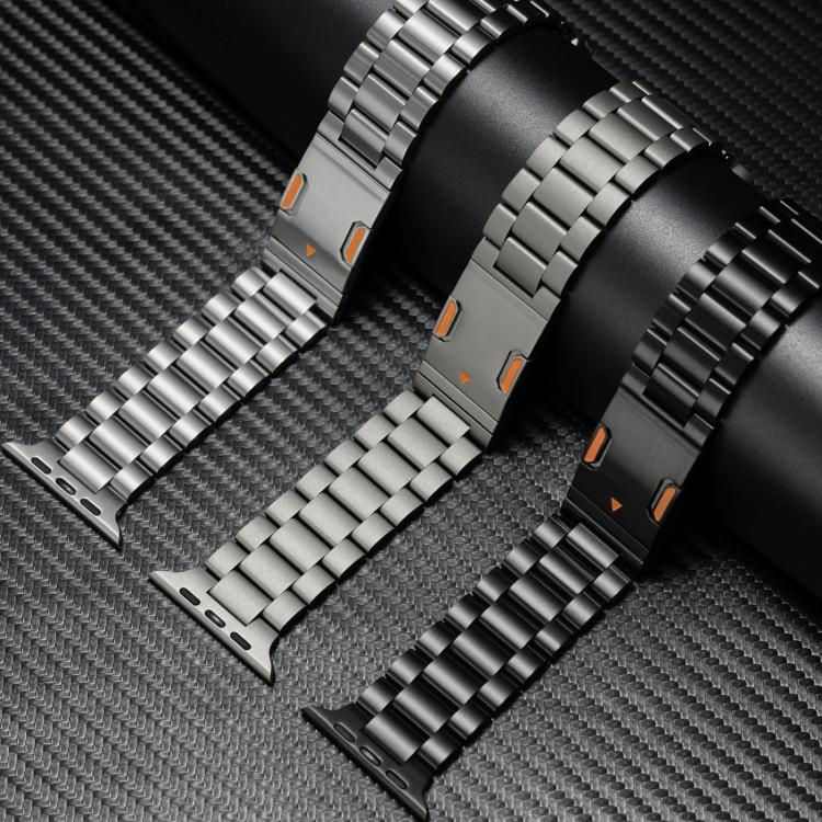 Pulseira de liga de titânio com três contas e fecho magnético para Apple Watch 46mm / 49mm / 45mm / 44mm, para Apple Watch 42mm / 41mm / 40mm / 38mm