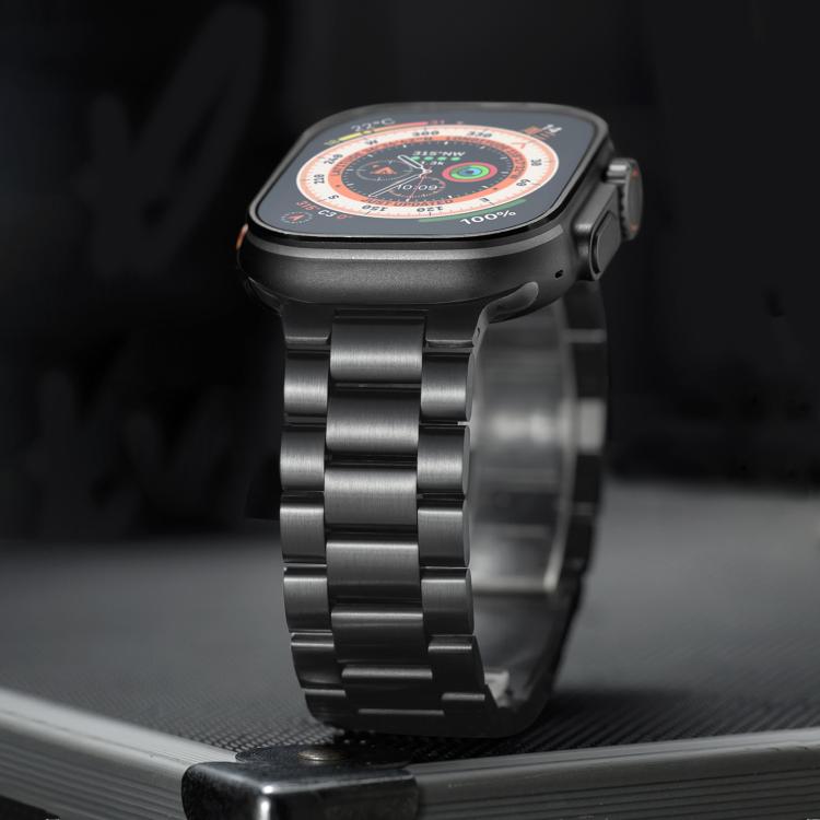 Pulseira de liga de titânio com três contas e fecho magnético para Apple Watch 46mm / 49mm / 45mm / 44mm, para Apple Watch 42mm / 41mm / 40mm / 38mm