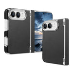 Retro Solid Color Leather-textured Dual-Hinge Magnetic Phone Case, For iPhone Duo