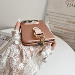Cloud Pendant Folding Phone Case with Hand Strap, For iPhone Duo