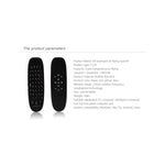 Teclado Mini Sem Fios C120 2.4G com Rato Remoto e 3 Giroscópios & 3 Sensores de Gravidade para PC / HTPC / IPTV / Smart TV e Android TV Box etc