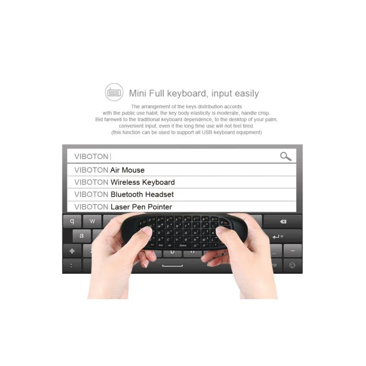 Teclado Mini Sem Fios C120 2.4G com Rato Remoto e 3 Giroscópios & 3 Sensores de Gravidade para PC / HTPC / IPTV / Smart TV e Android TV Box etc