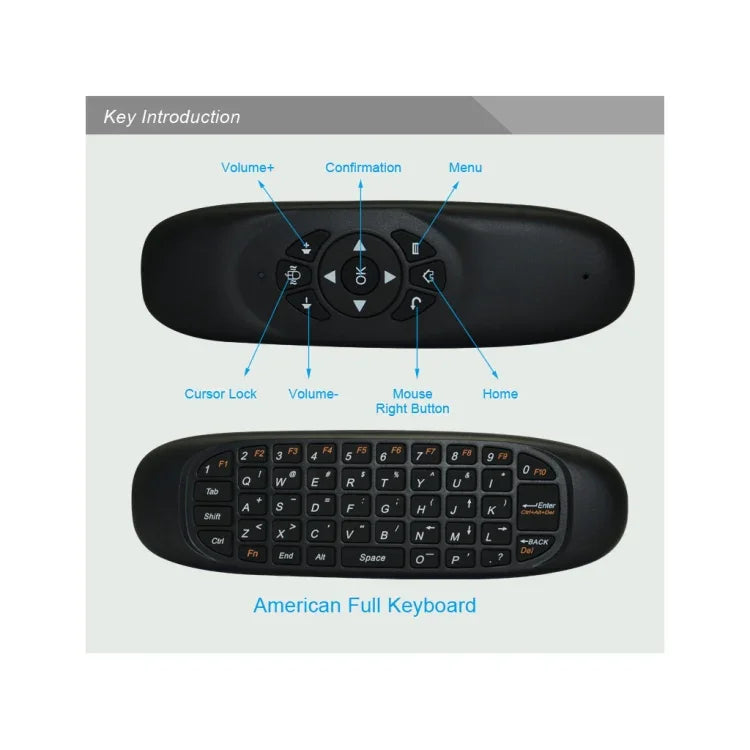Teclado Mini Sem Fios C120 2.4G com Rato Remoto e 3 Giroscópios & 3 Sensores de Gravidade para PC / HTPC / IPTV / Smart TV e Android TV Box etc