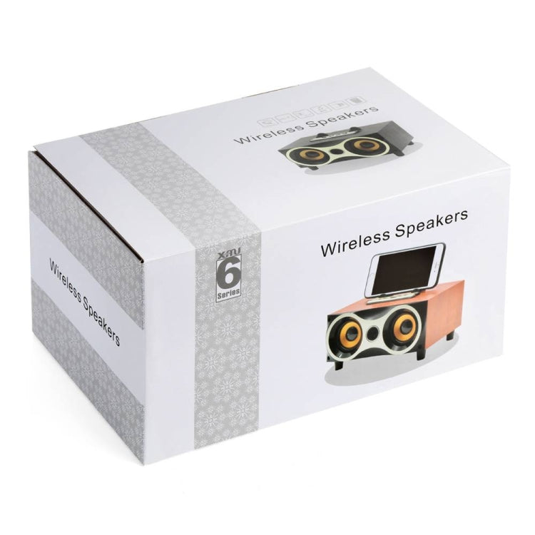 Coluna Sem Fios Portátil de Madeira Subwoofer Estéreo Rádio FM Colunas Bluetooth de Secretária, Madeira Castanha