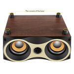 Coluna Sem Fios Portátil de Madeira Subwoofer Estéreo Rádio FM Colunas Bluetooth de Secretária, Madeira Castanha