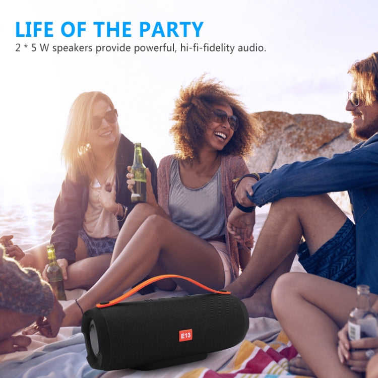 Coluna Bluetooth estéreo portátil sem fios E13 com altifalante, rádio, subwoofer, TF FM, VERMELHO, AZUL, PRETO