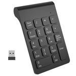 Teclado Numérico Mini USB 2.4GHz com 18 Teclas, Sem Fios Preto