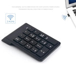 Teclado Numérico Mini USB 2.4GHz com 18 Teclas, Sem Fios Preto