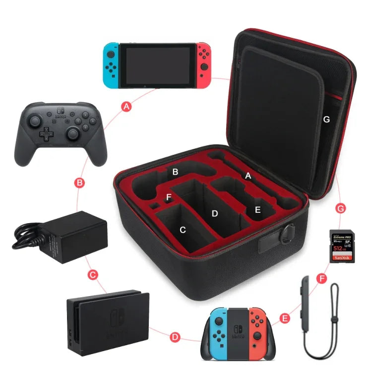 DOBE TNS-1898 Caixa de Viagem Grande de Proteção com Estojo de Armazenamento EVA para Consola Nintendo Switch, TNS-1898