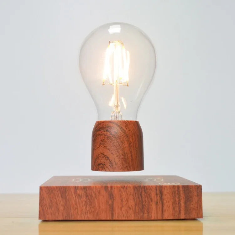 Lâmpada Flutuante Magnética Retro com Base de Cor Madeira Lâmpada de Decoração para Casa LED