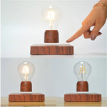 Lâmpada Flutuante Magnética Retro com Base de Cor Madeira Lâmpada de Decoração para Casa LED