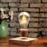Lâmpada Flutuante Magnética Retro com Base de Cor Madeira Lâmpada de Decoração para Casa LED
