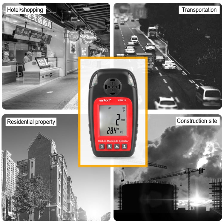 Detector de Monóxido de Carbono WINTACT WT8825, Sensor Independente de CO, Alarme de Intoxicação Altamente Sensível, WT8825