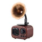 Coluna Bluetooth portátil retro em madeira mini Coluna sem fios para exterior Sistema de som Rádio TF FM Subwoofer