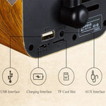 Coluna Bluetooth portátil retro em madeira mini Coluna sem fios para exterior Sistema de som Rádio TF FM Subwoofer