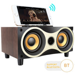 Coluna Sem Fios Portátil de Madeira X6 Subwoofer Estéreo Bluetooth Rádio FM de Secretária, Madeira Preta