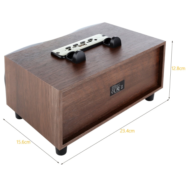 Coluna Sem Fios Portátil de Madeira X6 Subwoofer Estéreo Bluetooth Rádio FM de Secretária, Madeira Preta