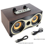 Coluna Sem Fios Portátil de Madeira X6 Subwoofer Estéreo Bluetooth Rádio FM de Secretária, Madeira Preta