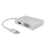 Adaptador hub USB C para HDMI VGA USB 5 em 1 conversor USB 3.1 para portátil MacBook, ChromeBook Pixel, Huawei MateBook, HDMI+VGA+3xUSB3.0 para Type-C