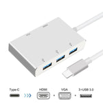 Adaptador hub USB C para HDMI VGA USB 5 em 1 conversor USB 3.1 para portátil MacBook, ChromeBook Pixel, Huawei MateBook, HDMI+VGA+3xUSB3.0 para Type-C