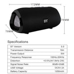 Coluna Bluetooth portátil BY impermeável Coluna sem fios Sistema de som estéreo 3D com som envolvente Colunas para exterior Suporta TF AUX