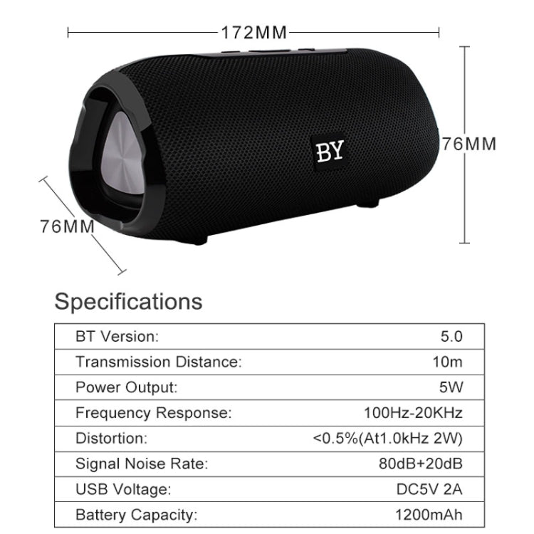 Coluna Bluetooth portátil BY impermeável Coluna sem fios Sistema de som estéreo 3D com som envolvente Colunas para exterior Suporta TF AUX