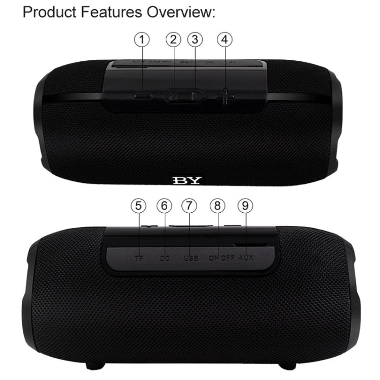 Coluna Bluetooth portátil BY impermeável Coluna sem fios Sistema de som estéreo 3D com som envolvente Colunas para exterior Suporta TF AUX