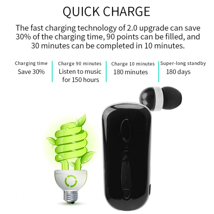 Auricular estéreo sem fios Bluetooth K36 com lembrete de chamadas, vibração, clipe de uso, auriculares para condutor