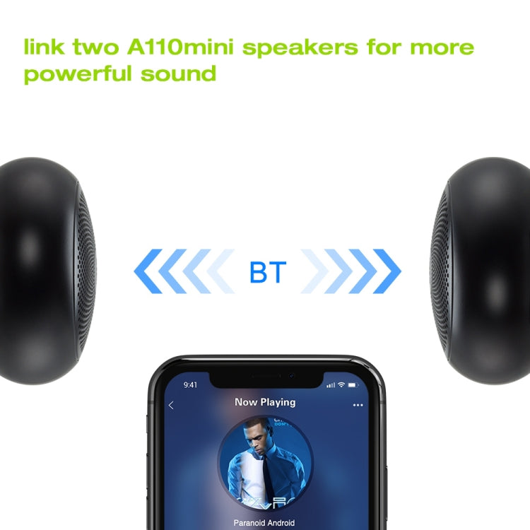 Coluna Bluetooth de alta fidelidade EWA A110mini, tamanho pequeno, graves potentes, tecnologia Bluetooth TWS, suporta TF
