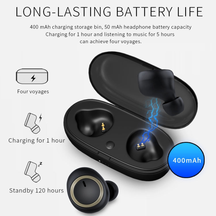 Auricular Bluetooth TWS-A1 5.0 verdadeiro sem fios, mini invisível para desporto e corrida, com caixa de carregamento e microfone