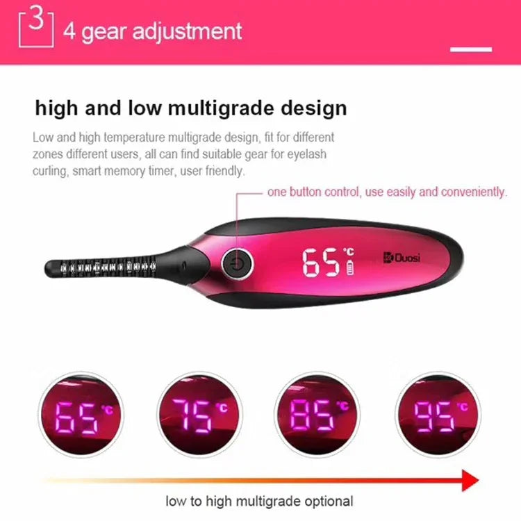 Modelador de Pestanas Elétrico Portátil Estilo Caneta Duosi DY-102, Ferro Elétrico para Maquilhagem Recarregável USB, Clip para Caracóis de Pestanas de Longa Duração