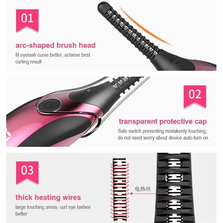 Modelador de Pestanas Elétrico Portátil Estilo Caneta Duosi DY-102, Ferro Elétrico para Maquilhagem Recarregável USB, Clip para Caracóis de Pestanas de Longa Duração