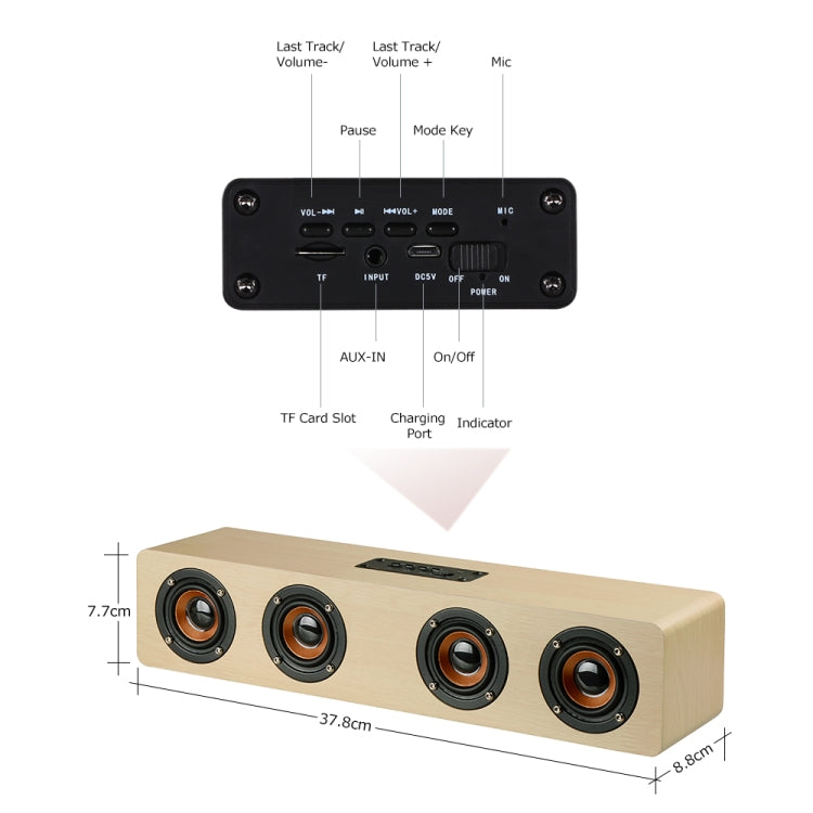 Coluna Bluetooth 4.2 W8 com quatro altifalantes, subwoofer de graves potentes com microfone, suporte para cartão TF de 3,5 mm