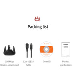 Adaptador Wifi Comfast CF-958AC de Alta Potência PA 1900Mbps Gigabit Cartão de Rede E-Sports 2.4Ghz+5.8Ghz USB 3.0 PC Lan Dongle Receptor