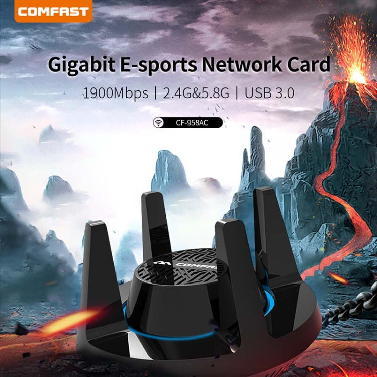 Adaptador Wifi Comfast CF-958AC de Alta Potência PA 1900Mbps Gigabit Cartão de Rede E-Sports 2.4Ghz+5.8Ghz USB 3.0 PC Lan Dongle Receptor