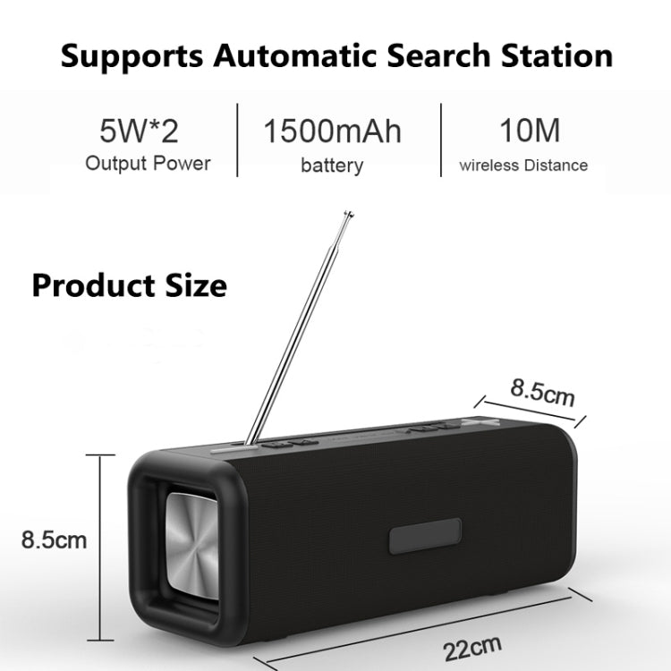 Coluna Bluetooth sem fios T9 4.2 10W Caixa de som portátil Rádio digital FM Estéreo 3D com som envolvente, suporta mãos livres, TF e AUX