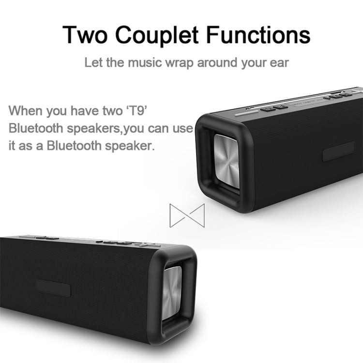 Coluna Bluetooth sem fios T9 4.2 10W Caixa de som portátil Rádio digital FM Estéreo 3D com som envolvente, suporta mãos livres, TF e AUX