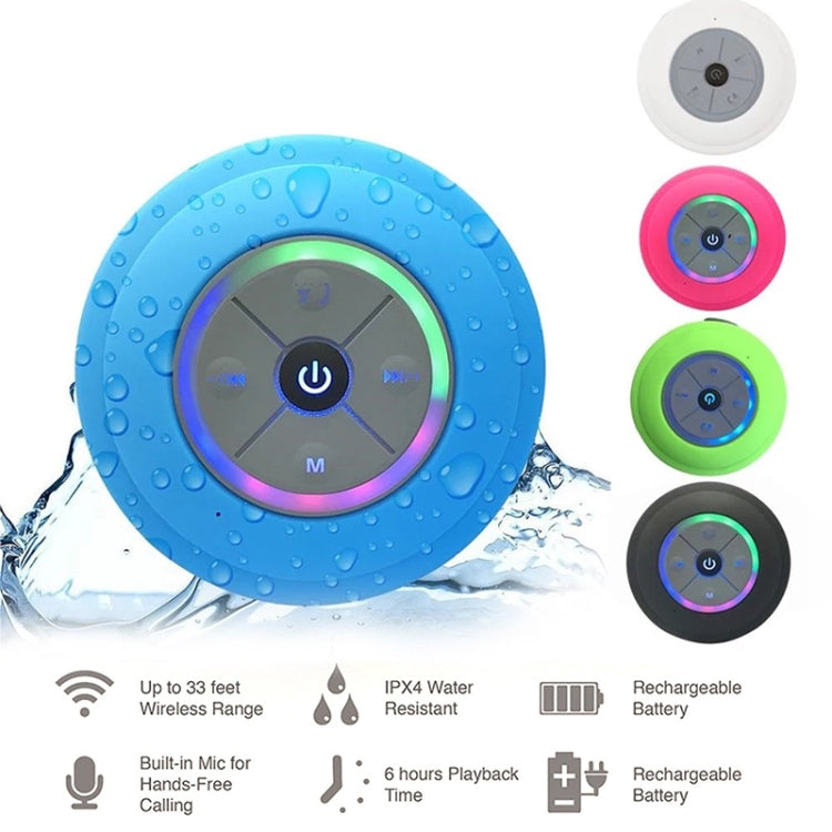 Coluna Bluetooth sem fios BTS-08 impermeável com LED, rádio FM, subwoofer, coluna Bluetooth, cartão TF, ventosa, mini coluna para duche