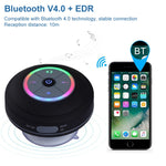 Coluna Bluetooth sem fios BTS-08 impermeável com LED, rádio FM, subwoofer, coluna Bluetooth, cartão TF, ventosa, mini coluna para duche