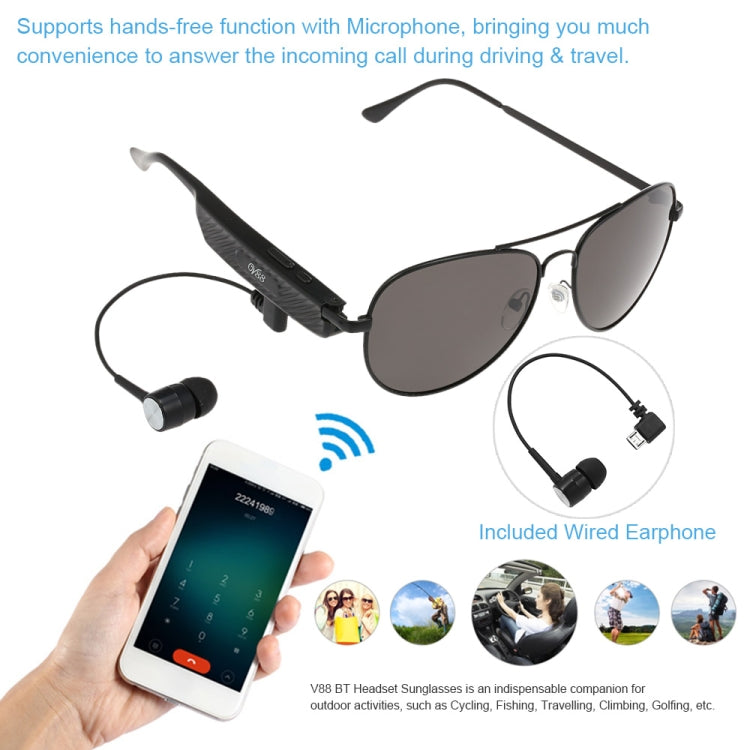 Auricular Sem Fios Y88 Óculos de Sol com Auscultadores Bluetooth Música Óculos Inteligentes Auricular Mãos Livres com Microfone