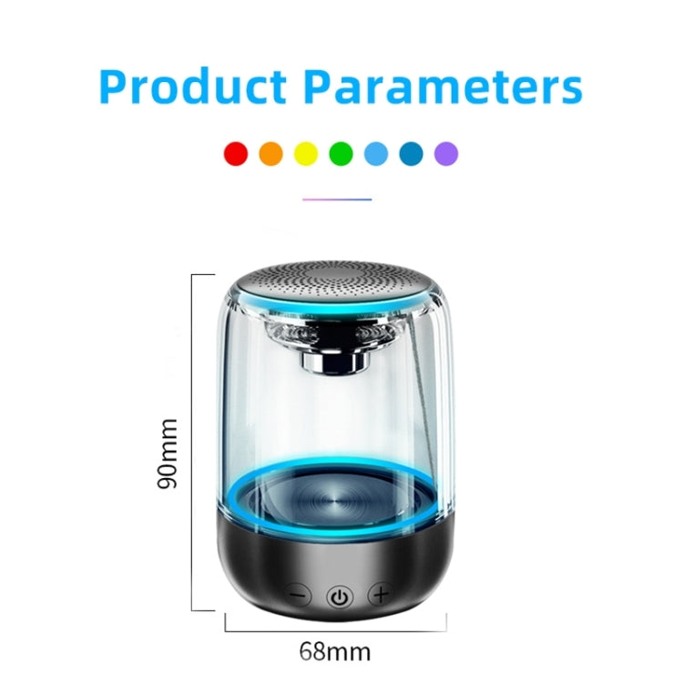 Coluna Bluetooth 5.0 C7 transparente com LED luminosa, subwoofer, TWS, som envolvente 6D, estéreo HIFI, áudio cool, C7