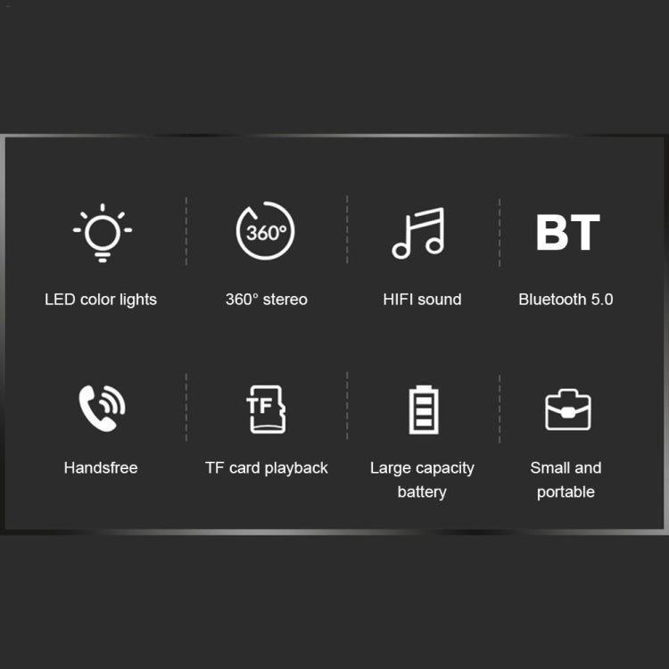 Coluna Bluetooth 5.0 C7 transparente com LED luminosa, subwoofer, TWS, som envolvente 6D, estéreo HIFI, áudio cool, C7