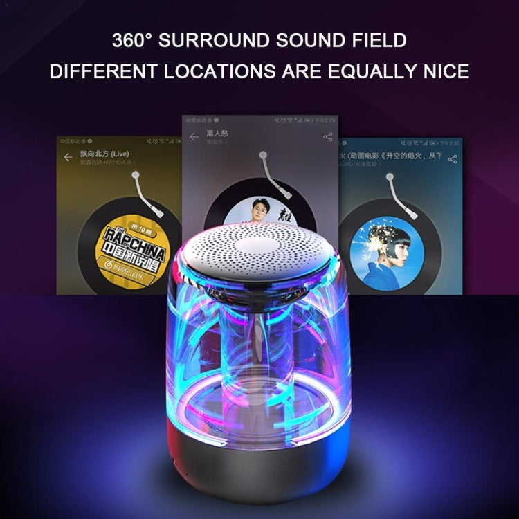 Coluna Bluetooth 5.0 C7 transparente com LED luminosa, subwoofer, TWS, som envolvente 6D, estéreo HIFI, áudio cool, C7
