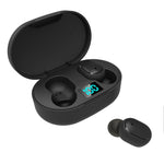 Auricular Sem Fios TWS E6S com Ecrã LED Bluetooth V5.3, Auscultadores Estéreo à Prova de Água, E6S (Preto)